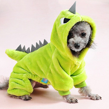 Ρούχα Dinosaur Dog Hoodie Pet Dogs Ρούχα για μικρή γάτα γατάκι με κουκούλα κουτάβι Yorkies Φθινόπωρο Χειμώνας Ζεστό Coralline Ενδύματα για κατοικίδια