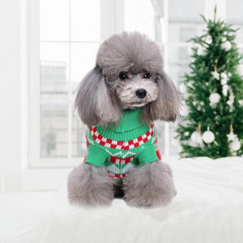 Коледен пуловер за домашни любимци Празнична шапка за домашни любимци Шал Пуловер Дрехи Меко топло зимно палто Плетени дрехи за кучета за разходки на закрито и на открито