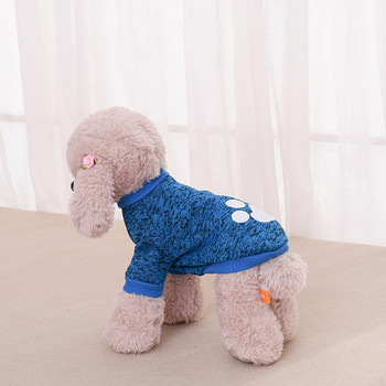 Χονδρικό πλέξιμο μόδας ρούχα για σκύλους Κλασικό χρώμα μάλλινο αποτύπωμα σκύλου τύπωμα δύο ποδιών πουλόβερ ρούχα για κατοικίδια