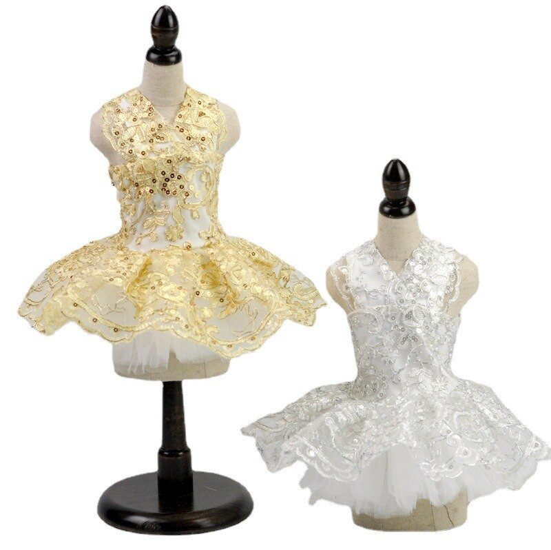 Рокли за кучета с бял диамант Летни дрехи за малки кучета Ropa Perro Чихуахуа Пола от тюл Сладко кученце Дрехи за йоркширски домашни любимци