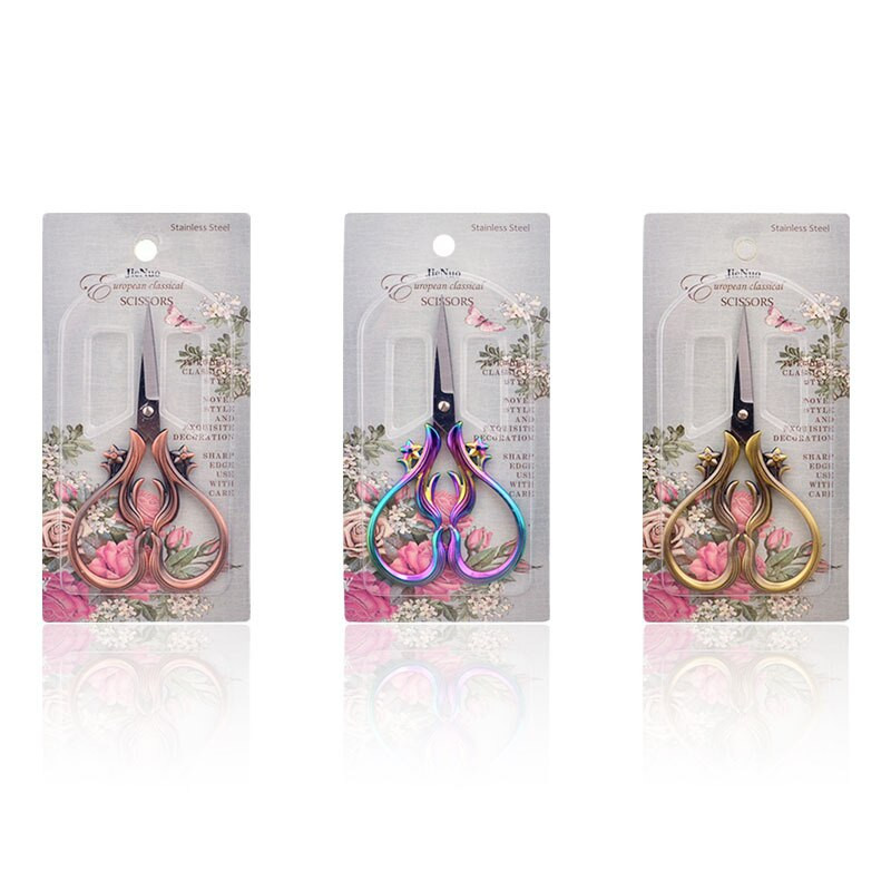 1 buc. foarfece de croitorie vintage din oțel inoxidabil, cusut floral, foarfece de broderie retro, tăietor scurt de țesături, foarfecă pentru fire