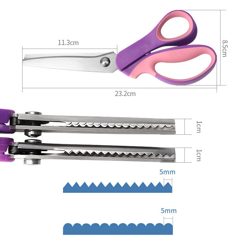Dalta Foarfece pentru rozare Tăiere pânză Croitor Foarfece în zigzag Țesături pentru cusut haine Zig Zag Piele Papetarie Cutter Hârtie