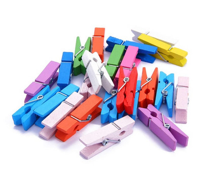 Νέα άφιξη Μικρού μεγέθους Μίνι ξύλινα κλιπ 25/35/45 χλστ. Πολύχρωμα κλιπ Φωτογραφικά κλιπ για σεντόνια DTY Clothespin Craft Decor Clips μανταλάκια