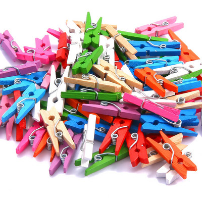 New Arrival Smalll size Mini Wooden Clips 25/35/45mm Coloful Clips Photo Clips for sheets DTY Clothespin Craft Decor Clips Pegs