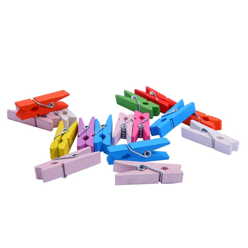 Νέα άφιξη Μικρού μεγέθους Μίνι ξύλινα κλιπ 25/35/45 χλστ. Πολύχρωμα κλιπ Φωτογραφικά κλιπ για σεντόνια DTY Clothespin Craft Decor Clips μανταλάκια