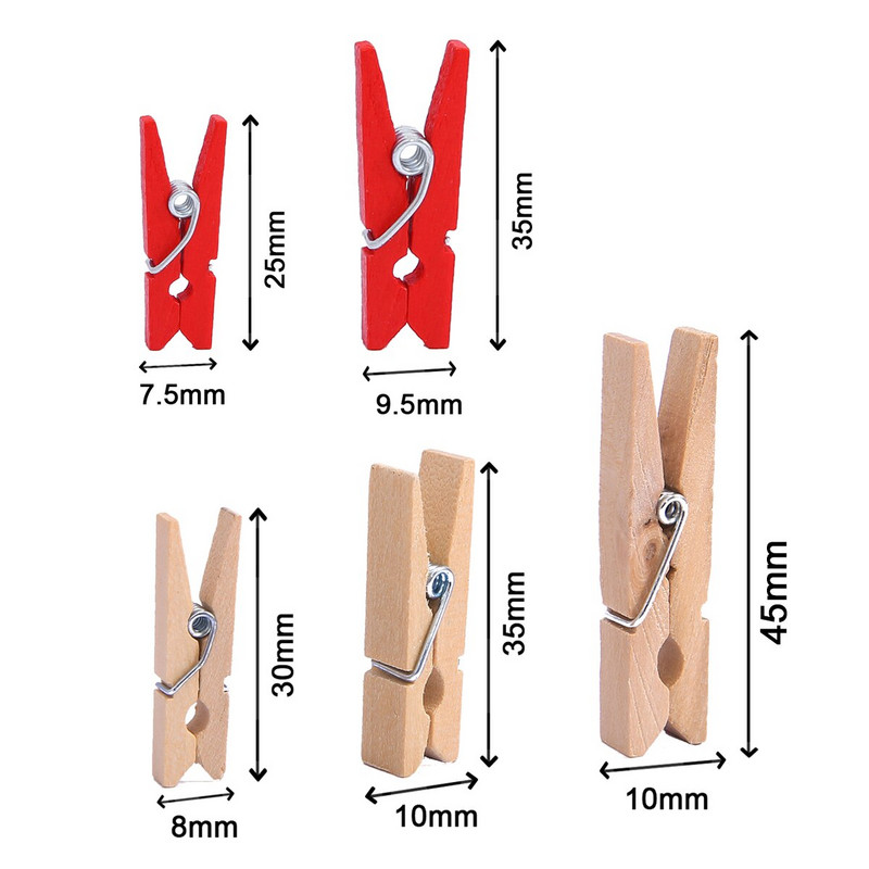 Νέα άφιξη Μικρού μεγέθους Μίνι ξύλινα κλιπ 25/35/45 χλστ. Πολύχρωμα κλιπ Φωτογραφικά κλιπ για σεντόνια DTY Clothespin Craft Decor Clips μανταλάκια