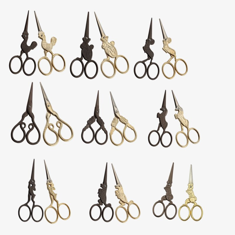 Čínsky dizajn 12 zverokruhu Zlaté retro nožnice Šijacie nástroje z nehrdzavejúcej ocele Remeselné nožnice na šitie krížikového stehu Priadza