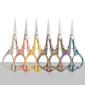 Európske retro rezbárske krajčírske nožnice, šijacie nožnice, starožitné vintage nožnice z nehrdzavejúcej ocele, krajčírske nožnice na vyšívanie