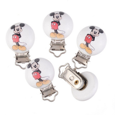 5 бр. Щипки за бебешки залъгалки Прекрасна мишка Бяло дърво Метални държачи Сладки закопчалки за залъгалка за бебета Забавни аксесоари 4,8x2,9 см