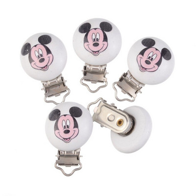 5 бр. Щипки за бебешки залъгалки Прекрасна мишка Бяло дърво Метални държачи Сладки закопчалки за залъгалка за бебета Забавни аксесоари 4,8x2,9 см