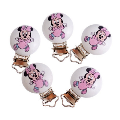 5 бр. Щипки за бебешки залъгалки Прекрасна мишка Бяло дърво Метални държачи Сладки закопчалки за залъгалка за бебета Забавни аксесоари 4,8x2,9 см