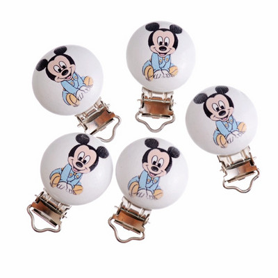 5 бр. Щипки за бебешки залъгалки Прекрасна мишка Бяло дърво Метални държачи Сладки закопчалки за залъгалка за бебета Забавни аксесоари 4,8x2,9 см