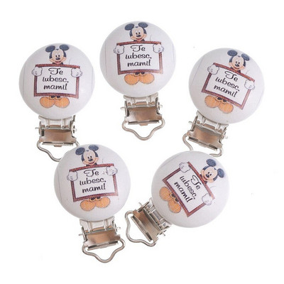 5 бр. Щипки за бебешки залъгалки Прекрасна мишка Бяло дърво Метални държачи Сладки закопчалки за залъгалка за бебета Забавни аксесоари 4,8x2,9 см