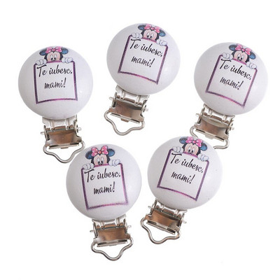 5 бр. Щипки за бебешки залъгалки Прекрасна мишка Бяло дърво Метални държачи Сладки закопчалки за залъгалка за бебета Забавни аксесоари 4,8x2,9 см