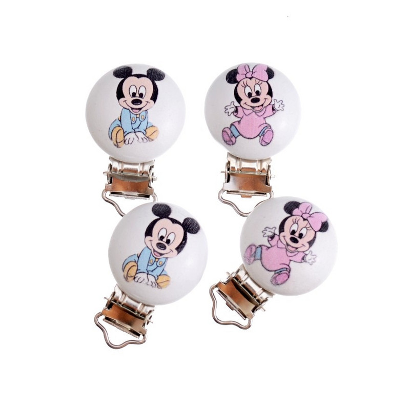 5 бр. Щипки за бебешки залъгалки Прекрасна мишка Бяло дърво Метални държачи Сладки закопчалки за залъгалка за бебета Забавни аксесоари 4,8x2,9 см