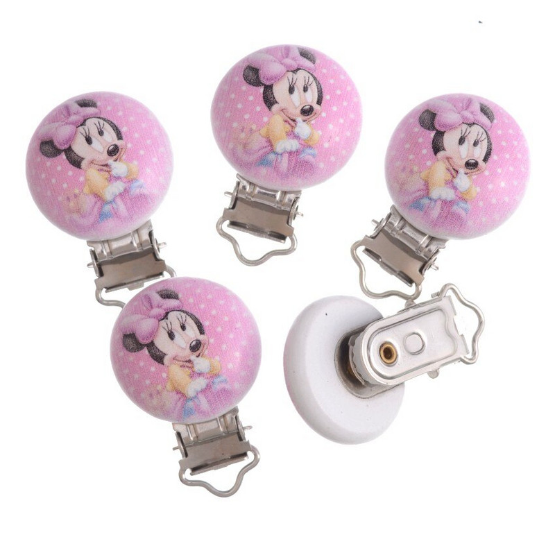 5 бр. Щипки за бебешки залъгалки Прекрасна мишка Бяло дърво Метални държачи Сладки закопчалки за залъгалка за бебета Забавни аксесоари 4,8x2,9 см