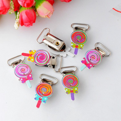 Besplatna dostava 5 kom. Stezaljke za dudu za bebu Drveni crtani uzorak mješovitih boja Slatke kopče za dudu za dojenčad F0855-F0869