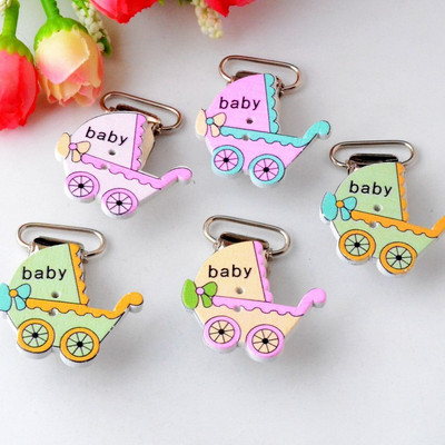 Besplatna dostava 5 kom. Stezaljke za dudu za bebu Drveni crtani uzorak mješovitih boja Slatke kopče za dudu za dojenčad F0855-F0869