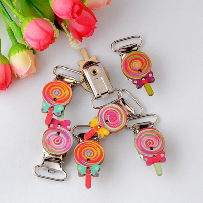 Besplatna dostava 5 kom. Stezaljke za dudu za bebu Drveni crtani uzorak mješovitih boja Slatke kopče za dudu za dojenčad F0855-F0869