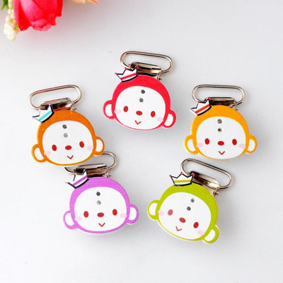 Besplatna dostava 5 kom. Stezaljke za dudu za bebu Drveni crtani uzorak mješovitih boja Slatke kopče za dudu za dojenčad F0855-F0869