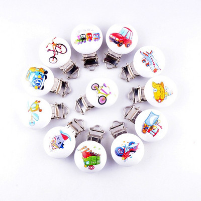 Livrare gratuită 5 bucăți agrafe pentru suzetă pentru bebeluși model suporturi din metal din lemn drăguț accesorii pentru suzetă pentru copii 4,4 x 2,9 cm