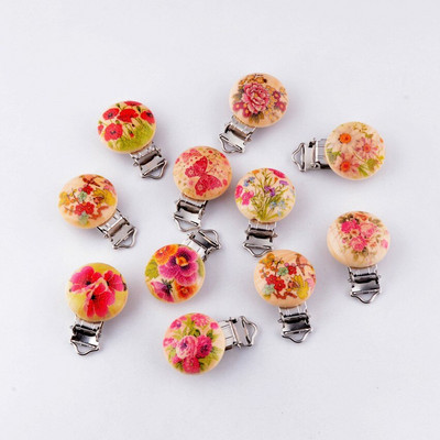 Livrare gratuită 5 bucăți agrafe pentru suzetă pentru bebeluși model suporturi din metal din lemn drăguț accesorii pentru suzetă pentru copii 4,4 x 2,9 cm