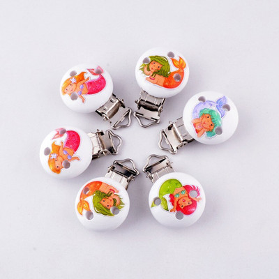 Livrare gratuită 5 bucăți agrafe pentru suzetă pentru bebeluși model suporturi din metal din lemn drăguț accesorii pentru suzetă pentru copii 4,4 x 2,9 cm