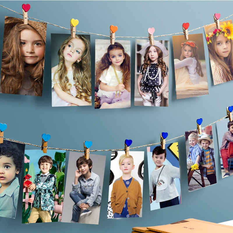 50 ks/sada nových 3 cm mini farebných drevených sponiek s láskou, jarných drevených sponiek na fotografie, sponiek na obliečky, DTY štipcov na bielizeň, remeselných dekorácií, sponiek na kolíky.