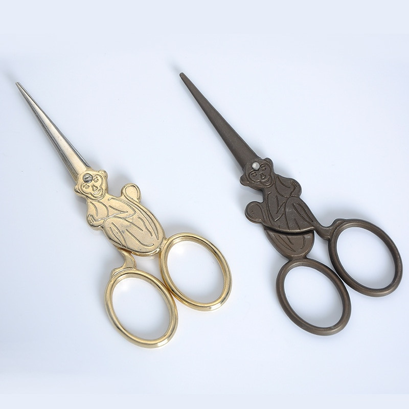 Roostevabast terasest kangalõikur käärid Professionaalsed rätsepakäärid Hiina Zodiac Ahvid Vintage käärid Käsitsi isetegemise tööriistad