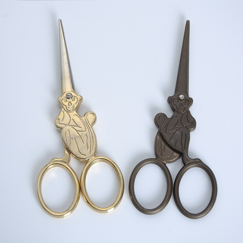 Roostevabast terasest kangalõikur käärid Professionaalsed rätsepakäärid Hiina Zodiac Ahvid Vintage käärid Käsitsi isetegemise tööriistad