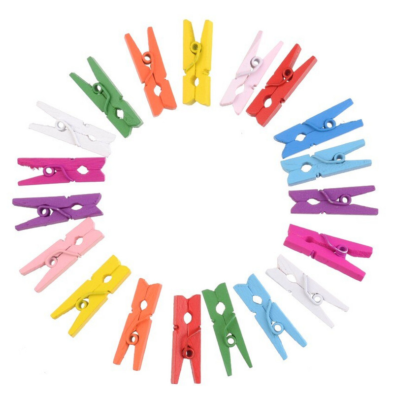 50 buc. Agrafe foto pentru carte poștală Memo Clip din lemn de patinare colorată aleatorie pentru foi DTY agrafă de rufe Craft Decor Clips Coșe