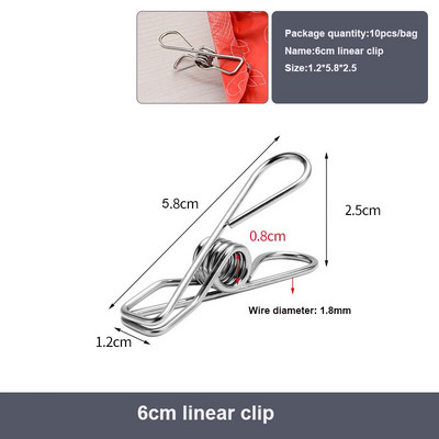 6-20 ks nerezových sponiek na oblečenie s dlhým chvostom, špendlíky na oblečenie, odolné kolíky na oblečenie, kovové drôtené spony, závesné spony