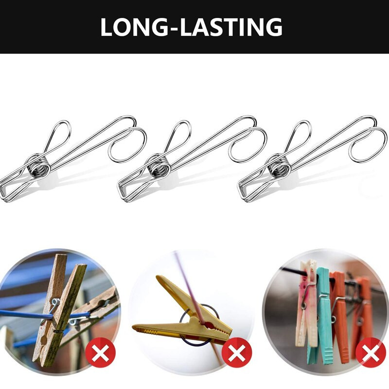 6-20 ks nerezových sponiek na oblečenie s dlhým chvostom, špendlíky na oblečenie, odolné kolíky na oblečenie, kovové drôtené spony, závesné spony