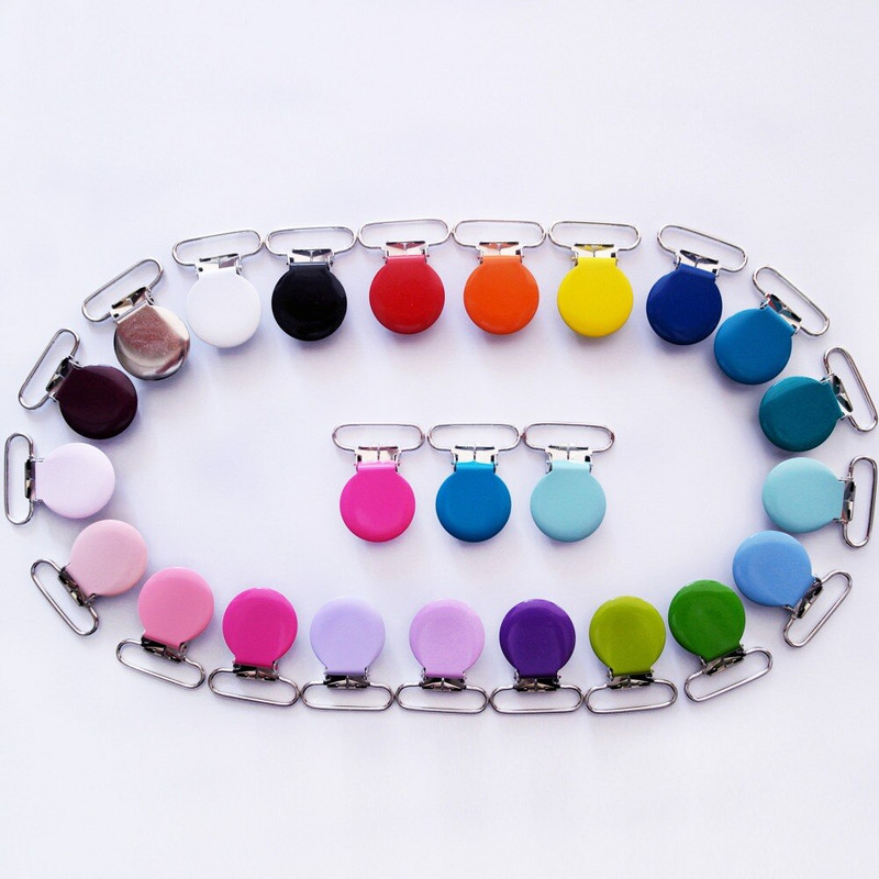Doprava zdarma 50 ks okrúhlych kovových cumlíkov s priemerom 2,5 cm / farebných klipov na cumlík s lakovaným smaltom na odev / klipov na traky