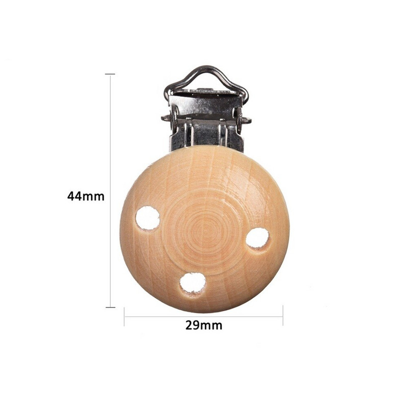 Agrafe pentru suzeta pentru bebelusi Attache Sucette Baby 5buc. Clip pentru suzeta in culoarea naturii Lemn 29x44mm Attache Sucette pentru suzeta Hoders