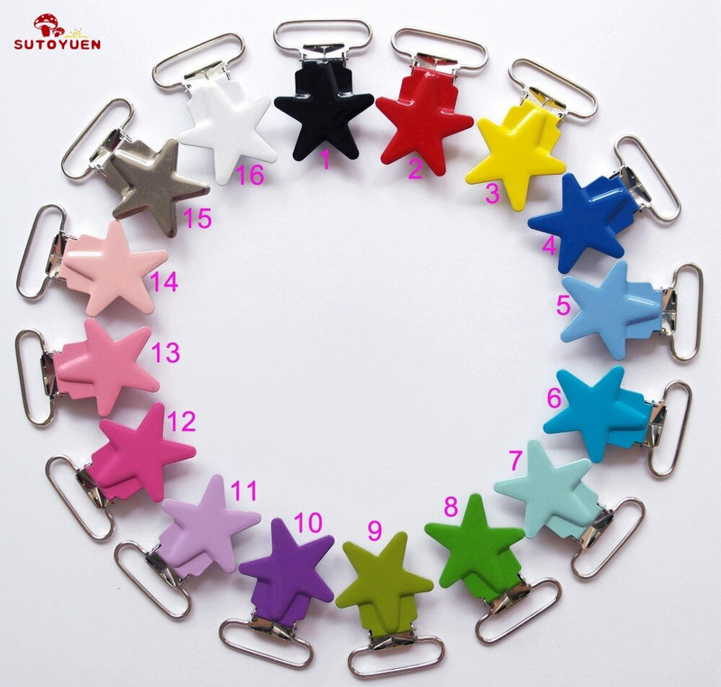 Livrare gratuită 32 buc 1'' 25m fără plumb Star Metal Baby Dummy Suzetă Suzetă Suzetă Suzetă Suzetă Clips Suzeta Clip