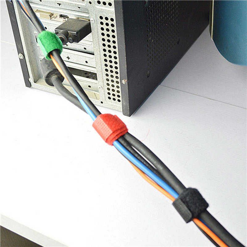 Bandă de fixare 5M/rolă Legături de cablu Curele cu cârlig și buclă reutilizabile Cârlig lateral dublu Rollă de fire Snururi Gestionează curele organizatoare de sârmă