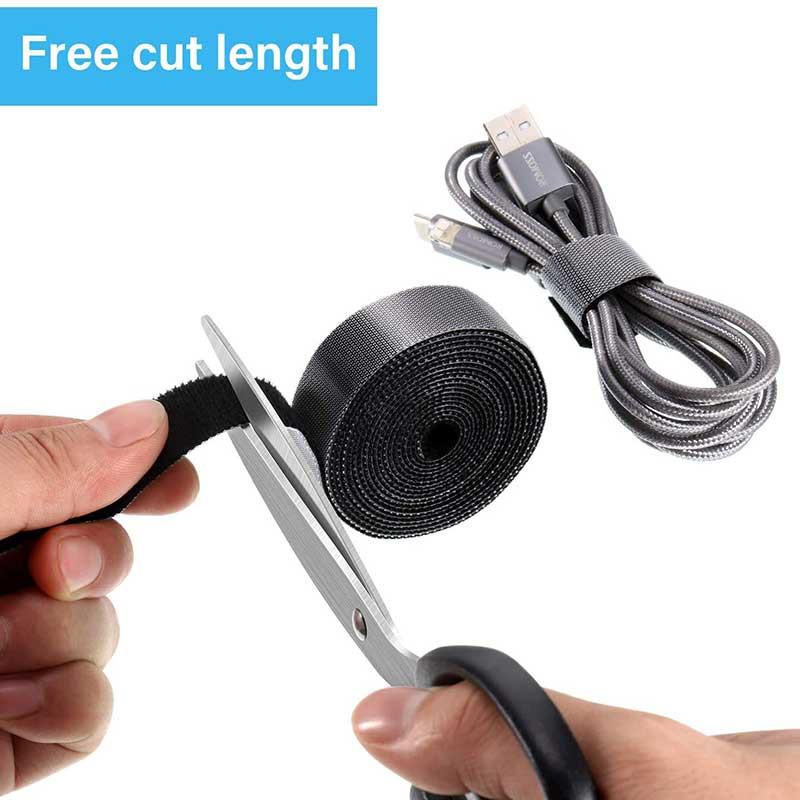Bandă de fixare 5M/rolă Legături de cablu Curele cu cârlig și buclă reutilizabile Cârlig lateral dublu Rollă de fire Snururi Gestionează curele organizatoare de sârmă