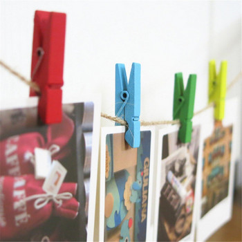 Цветни мини дървени щипки за хартиени дрехи Щипки за занаяти Щипки за хартиени щипки за дрехи за снимки Училищни щипки за офис Парти декорация