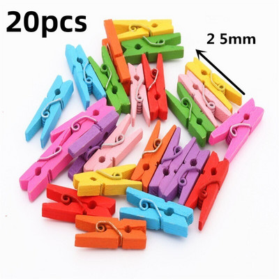 Цветни мини дървени щипки за хартиени дрехи Щипки за занаяти Щипки за хартиени щипки за дрехи за снимки Училищни щипки за офис Парти декорация
