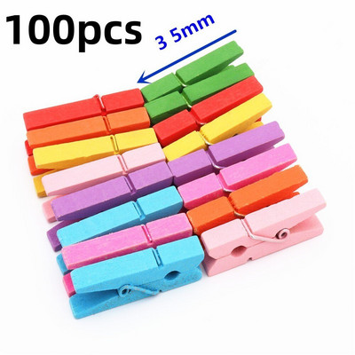 Цветни мини дървени щипки за хартиени дрехи Щипки за занаяти Щипки за хартиени щипки за дрехи за снимки Училищни щипки за офис Парти декорация