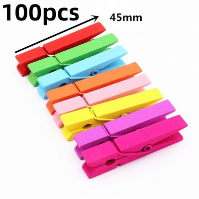 Цветни мини дървени щипки за хартиени дрехи Щипки за занаяти Щипки за хартиени щипки за дрехи за снимки Училищни щипки за офис Парти декорация