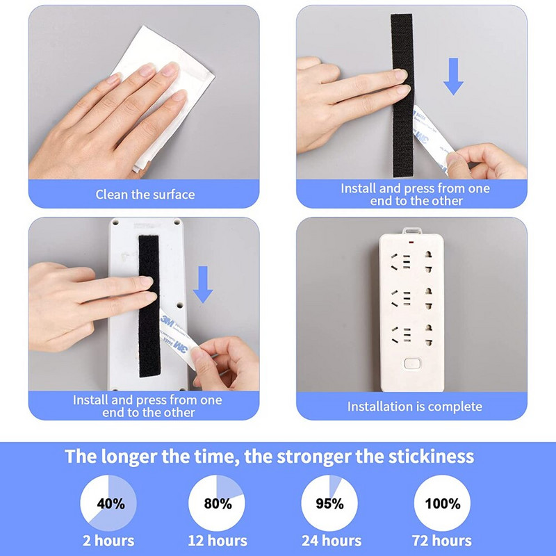 10 párov/sada samolepiacich suchých zipsov, nylonových samolepiek, suchých zipsov s lepidlom 3M, príslušenstvo pre domácich majstrov