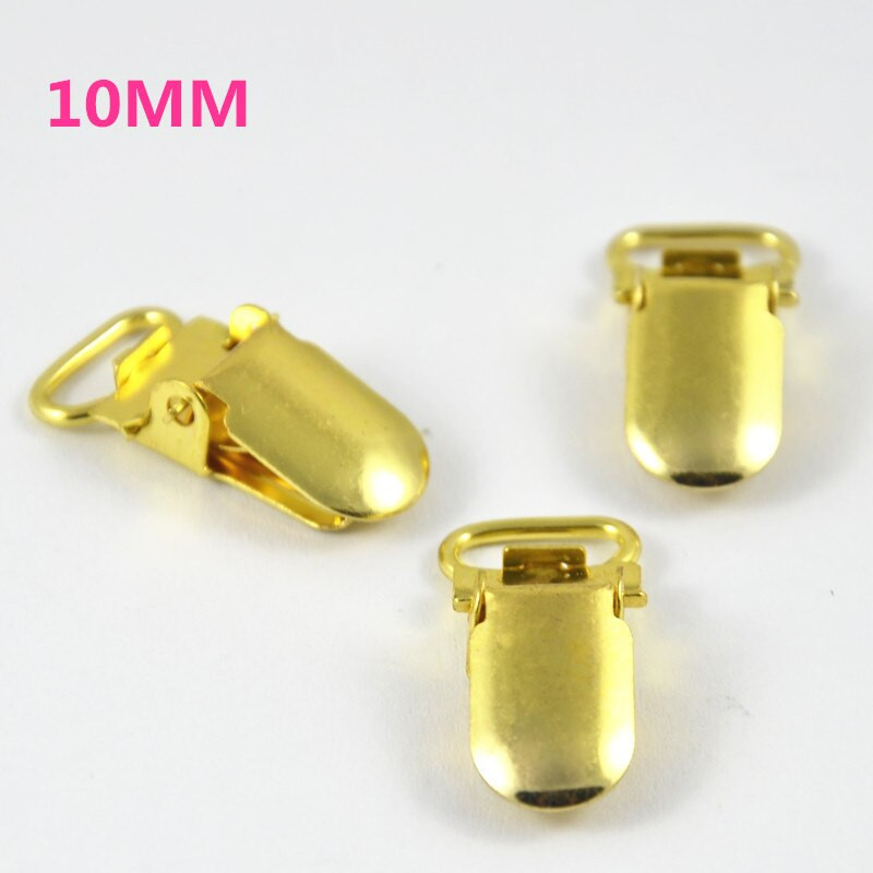 50 ks kovových oválnych držiakov na cumlík v zlatej a striebornej farbe, klip na závesný krúžok, vnútorný 10 mm, 15 mm, 25 mm, 30 mm, 35 mm