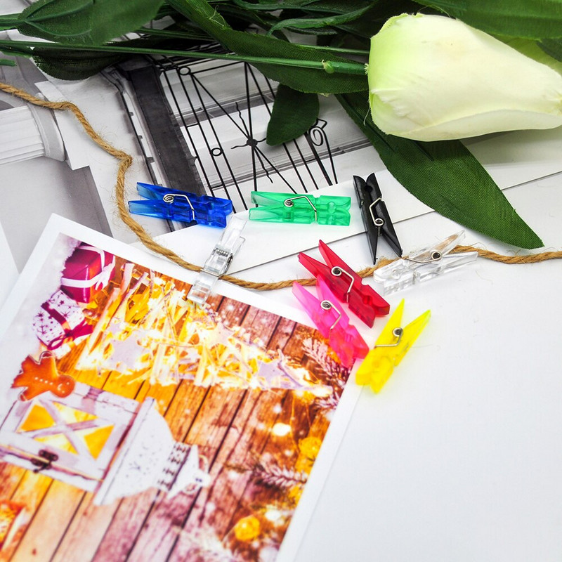50tk värvilised fotoklambrid pesulõksud pesulõksud paberist käsitöö kaunistusklambrid väikesed plastikklambrid 35mm