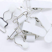 БЕЗПЛАТЕН ТРАНСПОРТ ЩИПКА ЗА ЖАРТИЕР ЩИПКА ЗА ДРЕХИ Аксесоари за дрехи Шивашки консумативи Сребърен метал + бял PP щипка за колан 30 бр./25 мм