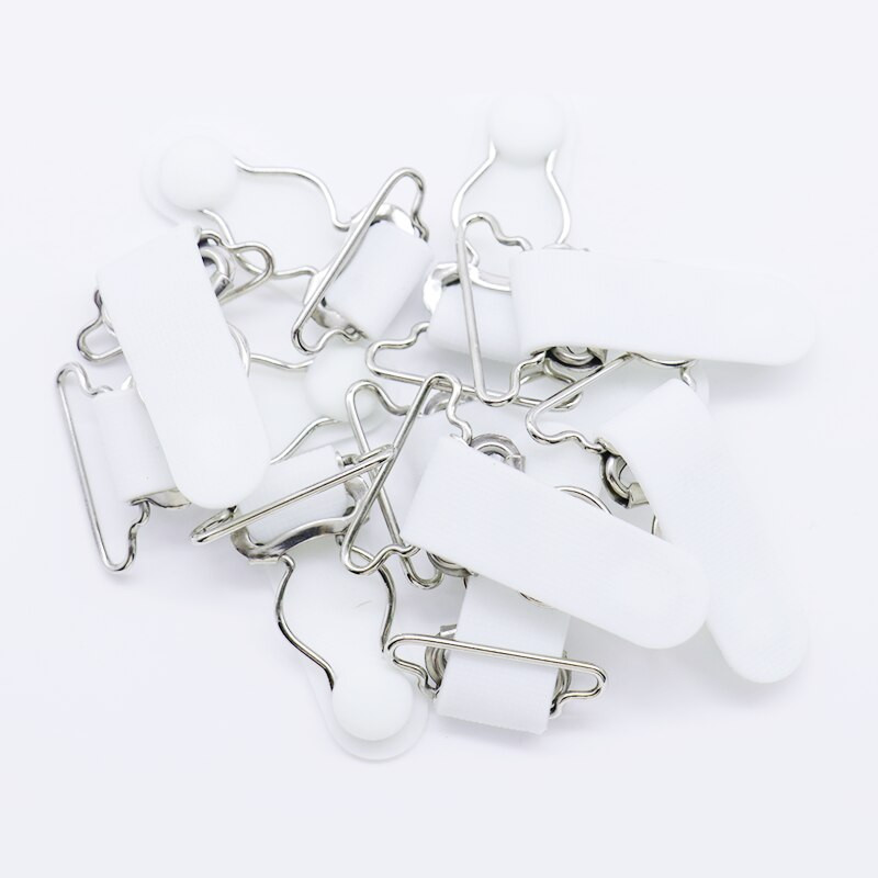 БЕЗПЛАТЕН ТРАНСПОРТ ЩИПКА ЗА ЖАРТИЕР ЩИПКА ЗА ДРЕХИ Аксесоари за дрехи Шивашки консумативи Сребърен метал + бял PP щипка за колан 30 бр./25 мм