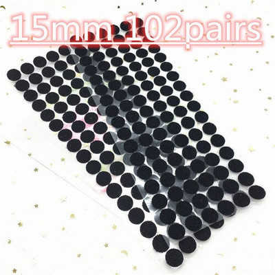 15 mm 102 perechi Bandă de fixare autoadezivă Bandă cu cârlig și buclă Autocolant rotund Alb Negru Monede rotunde Adeziv cu puncte puternice de lipici