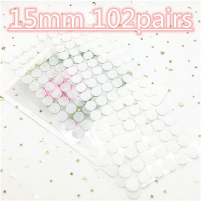 15 mm 102 perechi Bandă de fixare autoadezivă Bandă cu cârlig și buclă Autocolant rotund Alb Negru Monede rotunde Adeziv cu puncte puternice de lipici