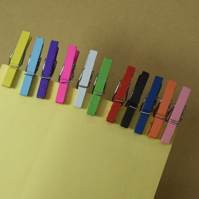 50PCS 25X3MM Νέο Mini Wood Memo Paper Clips for Message Ξύλινα κλιπ για φωτογραφικά κλιπ Clothespin Craft Decoration Clips Παγκάκια